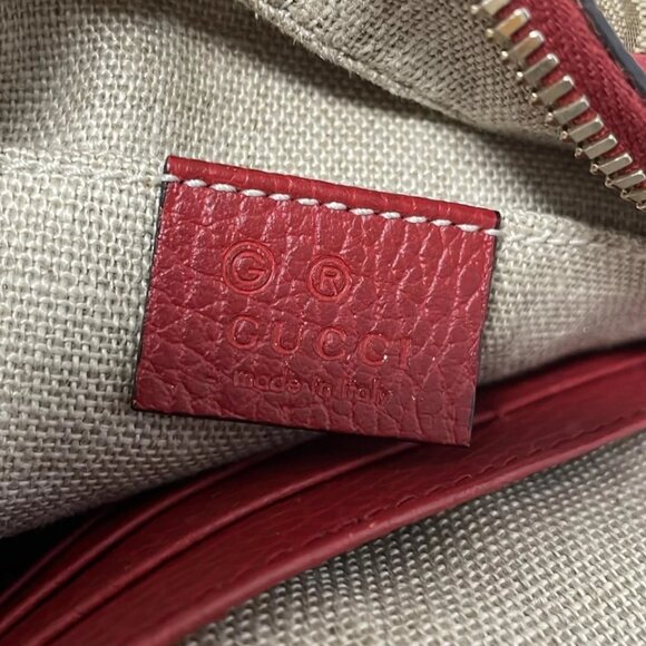 GUCCI Bree Beige Brown Red Jacquard Leather - Shoulder Bag 631-051525 - Picture 9 of 9